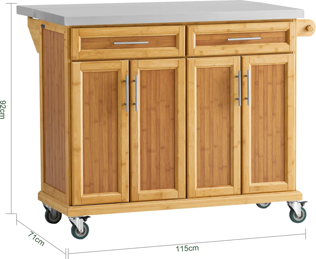 SoBuy FKW69-N Kücheninsel Küchenwagen Mit Erweiterbarer Edelstahlarbeitsplatte Küchenschrank Servierwagen Bambus BHT Ca.: 115x92x46-71cm 10 SoBuy FKW69-N Kücheninsel Küchenwagen Mit Erweiterbarer Edelstahlarbeitsplatte Küchenschrank Servierwagen Bambus BHT Ca.: 115x92x46-71cm – Bild 8
