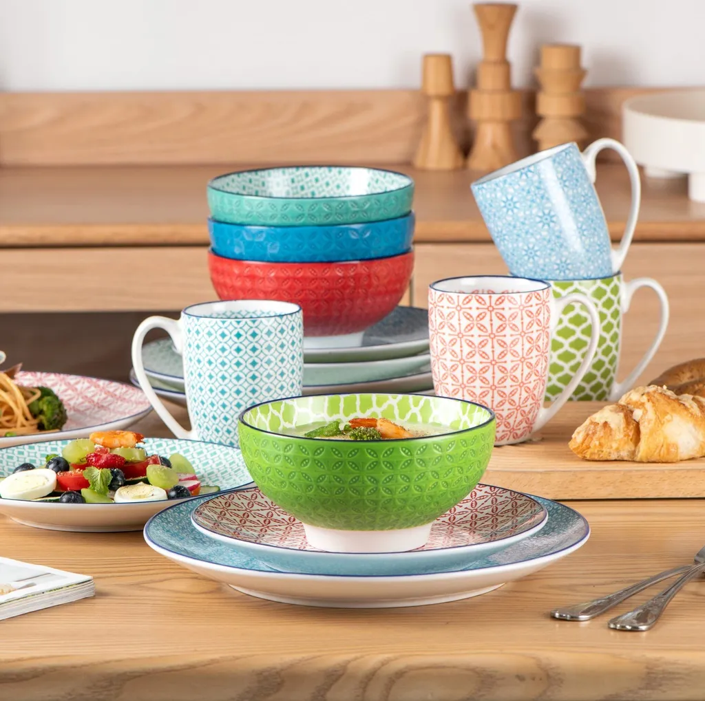 Vancasso Macaron Porzellan Kombiservice, 16 Teilig Geschirrset, Mit Je 4 Speiseteller, Dessertteller, Müslischalen Und Kaffeebecher Für 4 Personen 8 Vancasso Macaron Porzellan Kombiservice, 16 Teilig Geschirrset, Mit Je 4 Speiseteller, Dessertteller, Müslischalen Und Kaffeebecher Für 4 Personen – Bild 6