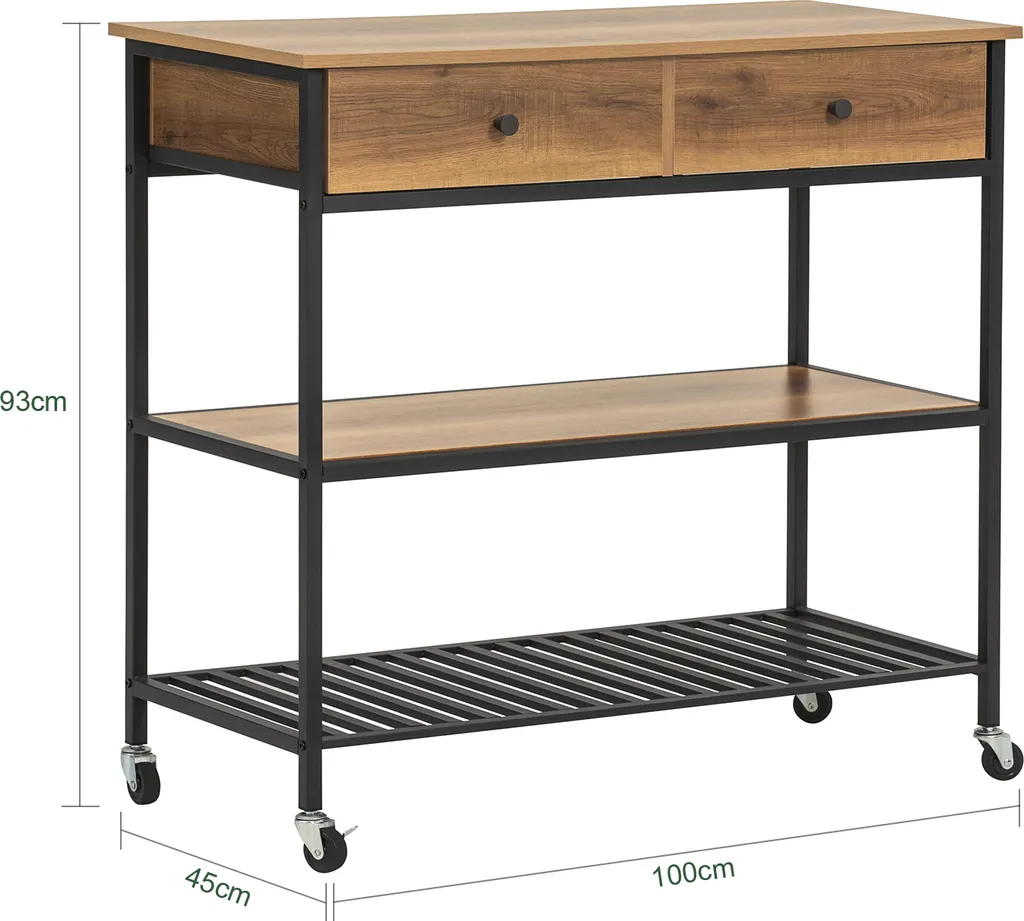 SoBuy FKW112-PF Küchenwagen Servierwagen Küchenregal Kücheninsel Flurschrank Sideboard Beistelltisch Rollwagen Industrie-Design BHT Ca.: 100x93x45cm 7 SoBuy FKW112-PF Küchenwagen Servierwagen Küchenregal Kücheninsel Flurschrank Sideboard Beistelltisch Rollwagen Industrie-Design BHT Ca.: 100x93x45cm – Bild 5