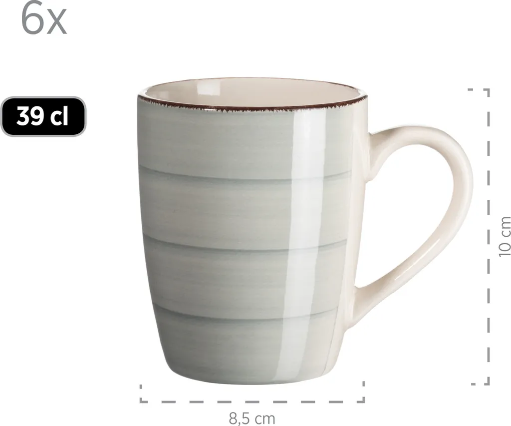 Mäser 931492 Lumaca Frühstück-Service Für 6 Personen Im Vintage Look, Handbemalte Keramik, Steingut, Rauchblau, 18-teilig (1 Set) 4 Mäser 931492 Lumaca Frühstück-Service Für 6 Personen Im Vintage Look, Handbemalte Keramik, Steingut, Rauchblau, 18-teilig (1 Set) – Bild 2