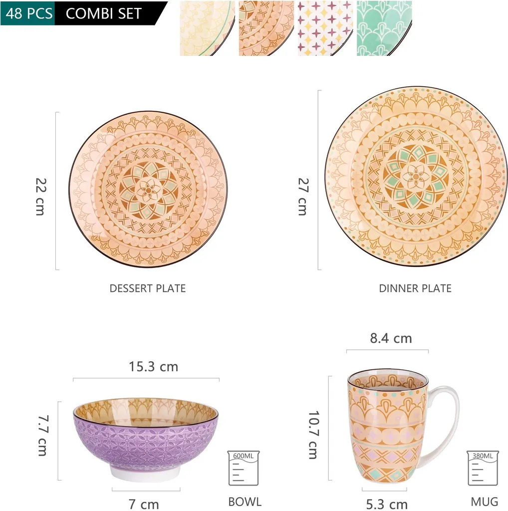 Vancasso Tafelservice Porzellan, Tulip Elegantes Geschirrset, 48 Teilig Kombiservice Mit Speiseteller, Dessertteller, Müslischalen Und Kaffeebecher Für 12 Personen 4 Vancasso Tafelservice Porzellan, Tulip Elegantes Geschirrset, 48 Teilig Kombiservice Mit Speiseteller, Dessertteller, Müslischalen Und Kaffeebecher Für 12 Personen – Bild 2