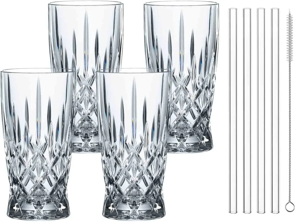 Nachtmann Latte Macchiato Set/4 + 4 Glastrinkhalme 7604/8tlg. Noblesse 104671 3 Nachtmann Latte Macchiato Set/4 + 4 Glastrinkhalme 7604/8tlg. Noblesse 104671