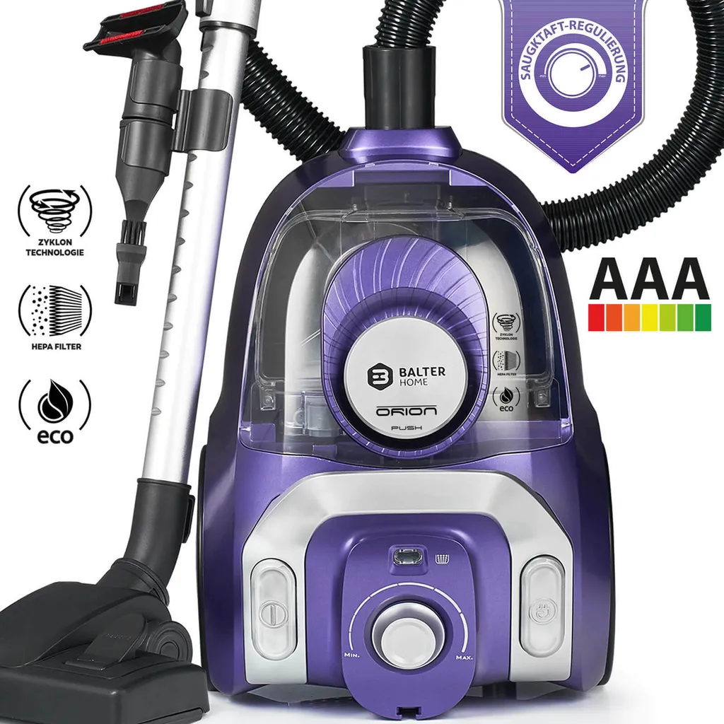 Balter Orion Staubsauger Beutellos Bodenstaubsauger Zyklon Max 1000W HEPA Lila 3 Balter Orion Staubsauger Beutellos Bodenstaubsauger Zyklon Max 1000W HEPA Lila