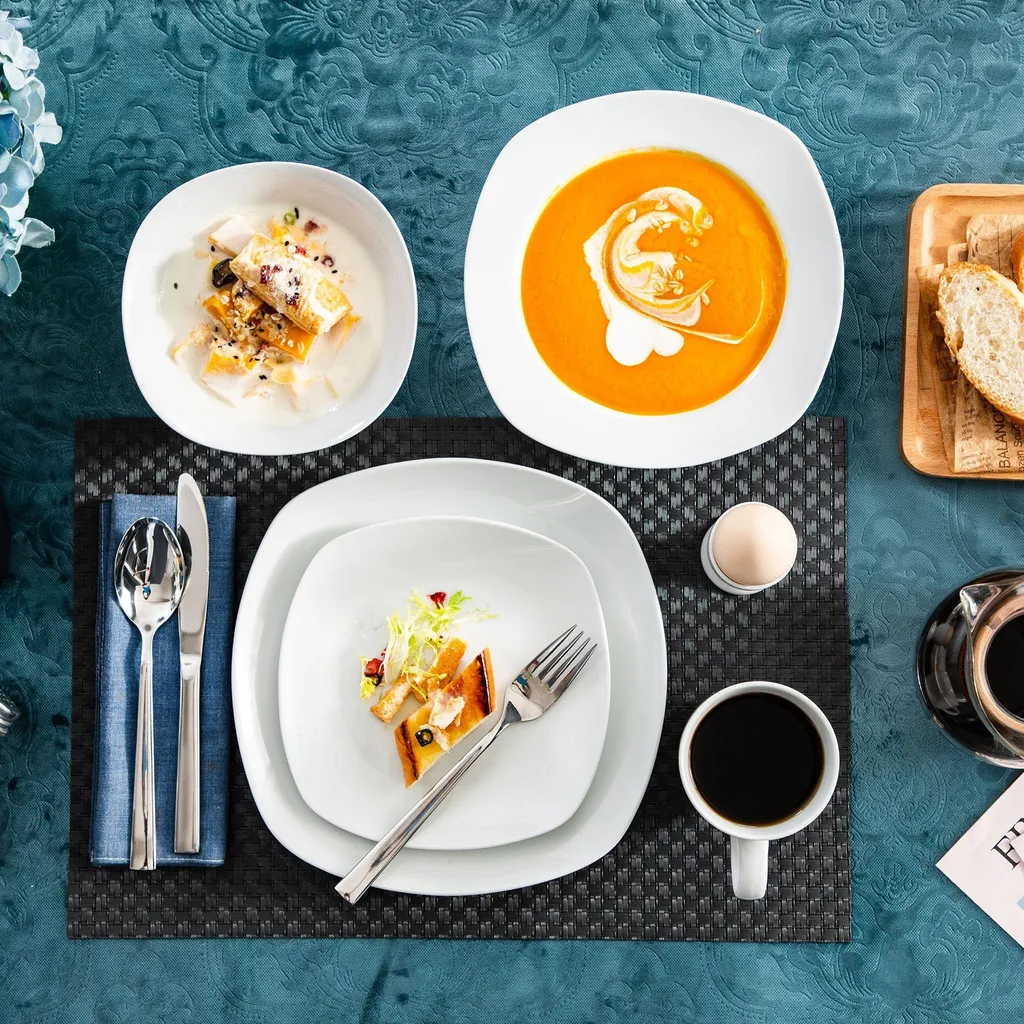 MALACASA, Serie Elisa, 40 Teilig Set Porzellan Tafelservice Kombiservice Geschirrset Mit Dessertteller, Speiseteller, Müslischalen, Eierbecher, Becher Für 8 Personen 9 MALACASA, Serie Elisa, 40 Teilig Set Porzellan Tafelservice Kombiservice Geschirrset Mit Dessertteller, Speiseteller, Müslischalen, Eierbecher, Becher Für 8 Personen – Bild 7