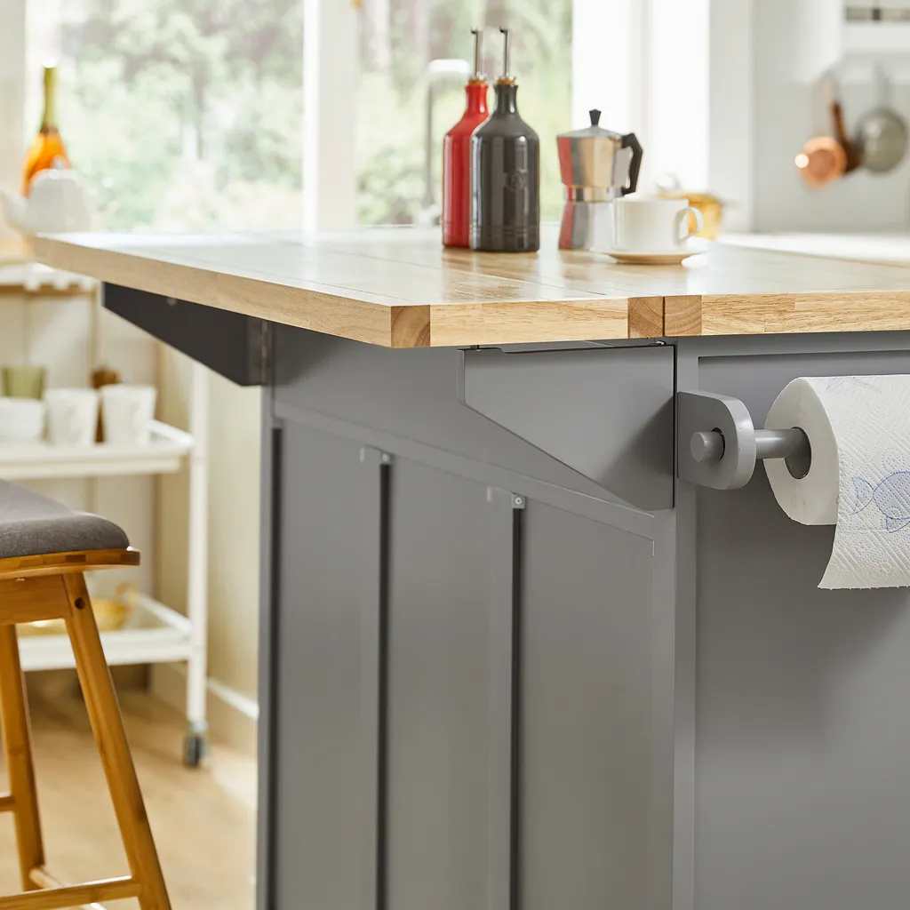 SoBuy FKW71-HG Kücheninsel Küchenwagen Mit Erweiterbarer Arbeitsplatte Küchenschrank Servierwagen Holz BHT Ca.: 115x92x46-71cm 11 SoBuy FKW71-HG Kücheninsel Küchenwagen Mit Erweiterbarer Arbeitsplatte Küchenschrank Servierwagen Holz BHT Ca.: 115x92x46-71cm – Bild 9