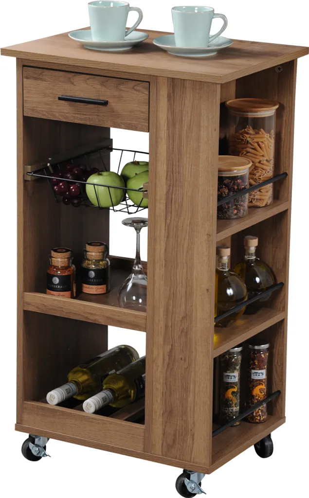 KESPER Küchenwagen, Walnussoptik, 50 X 37 X 85 Cm 2580913 4 KESPER Küchenwagen, Walnussoptik, 50 X 37 X 85 Cm 2580913 – Bild 2