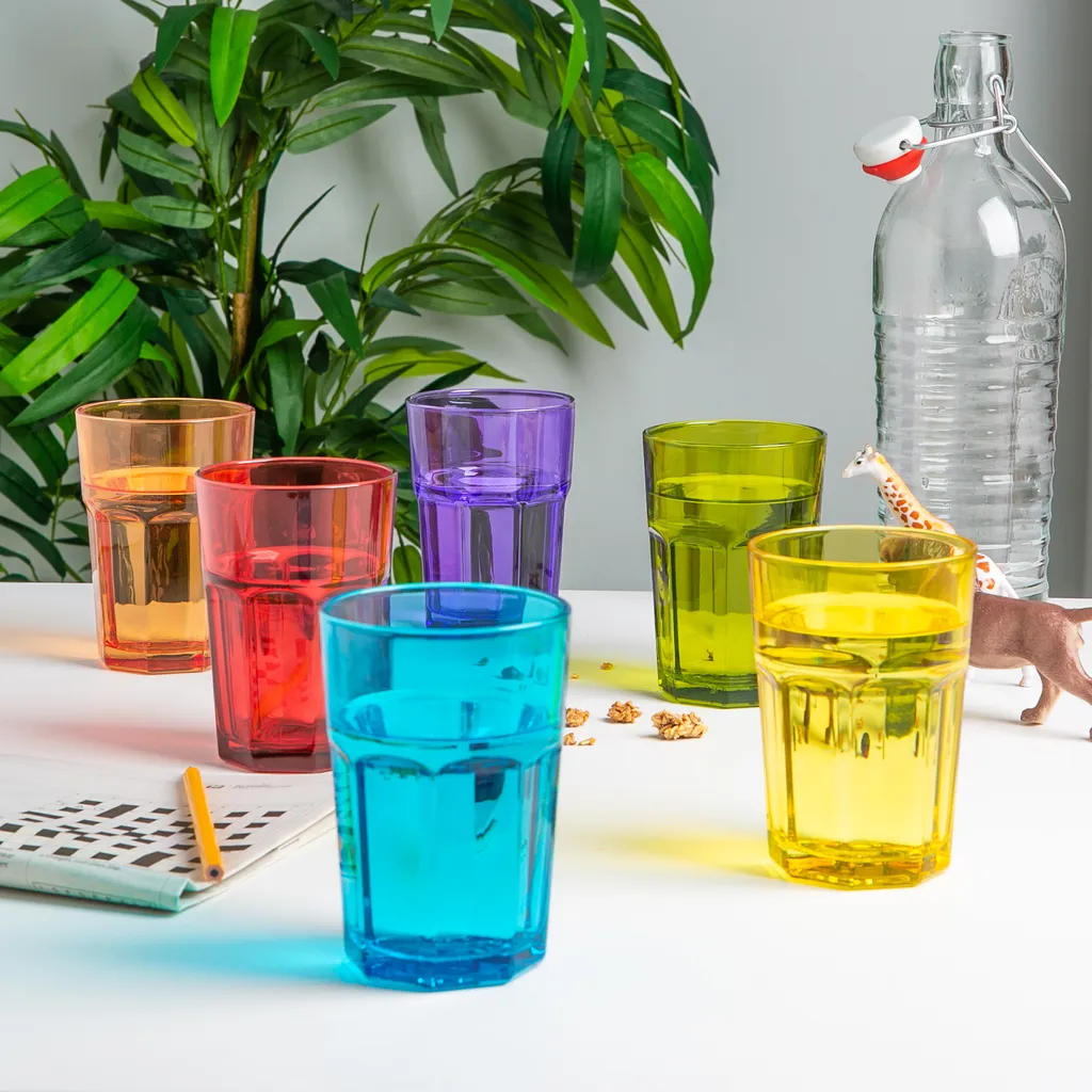 Rink Drink 6 Stück Farbige Gläser Highball-Set - Vibrant Multicolored Partei-Cocktail-Trinken Tumblers - 365ml - 6 Farben 6 Rink Drink 6 Stück Farbige Gläser Highball-Set - Vibrant Multicolored Partei-Cocktail-Trinken Tumblers - 365ml - 6 Farben – Bild 4