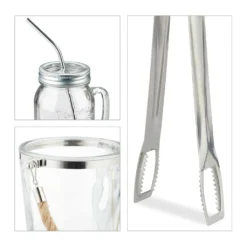 Relaxdays 4 Trinkgläser Mit Deckel Und Zubehör -Küchenbedarf Laden 835000e3097ebb17f7c758fe31934346