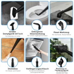 COSTWAY Dampfreiniger Inkl. 9 Zubehör, Handdampfreiniger, Dampfreinigen Handgerät 3 Bar / 250ml / 1050W / 4min Aufheizzeit/für Teppiche, Vorhänge, Autositze, Küche (Blau) -Küchenbedarf Laden 8491dcc196f2fee77da7171e57b7368e