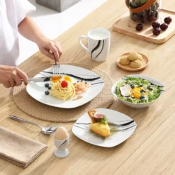 VEWEET Tafelservice 'Teresa' Aus Porzellan 20 Teilig, Geschirrset Beinhatlet Eierbecher, Kaffeetassen, Müslischalen, Dessertteller Und Flachteller, Geschirrservice Für 4 Personen -Küchenbedarf Laden 859a7535d1a6a05f8f0e27ca48fa7f6d