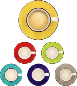 18tlg Kaffeeservice Malaga Kaffee Tee-Gedeck 6Pers Kaffeetassen Dessertteller Abstrakt Handbemalt -Küchenbedarf Laden 89db7d3658020229d9ea042645890fc3