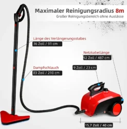Dampfreiniger, Multifunktions-Dampfreiniger 1500W 1,5L Wassertank, 4,87m Netzkabel, Mit 18 Zubehörteilen, Geeignet Für Fußböden, Autositze, Matratzen, Küchen, Badezimmer, Fenster, Teppiche Usw -Küchenbedarf Laden 8a57c108dcd1607ec23c87b3d40a56fa