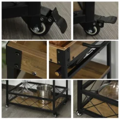 HOMCOM Rollwagen Servierwagen Auf Rollen, Küchenwagen Mit Weinregal Und Glashalter, Mit Bremsen, Metall, 77 X 44,5 X 91 Cm 18 HOMCOM Rollwagen Servierwagen Auf Rollen, Küchenwagen Mit Weinregal Und Glashalter, Mit Bremsen, Metall, 77 X 44,5 X 91 Cm -Küchenbedarf Laden 8b43c9e5f0dd25dfe119ce8be6b38b88