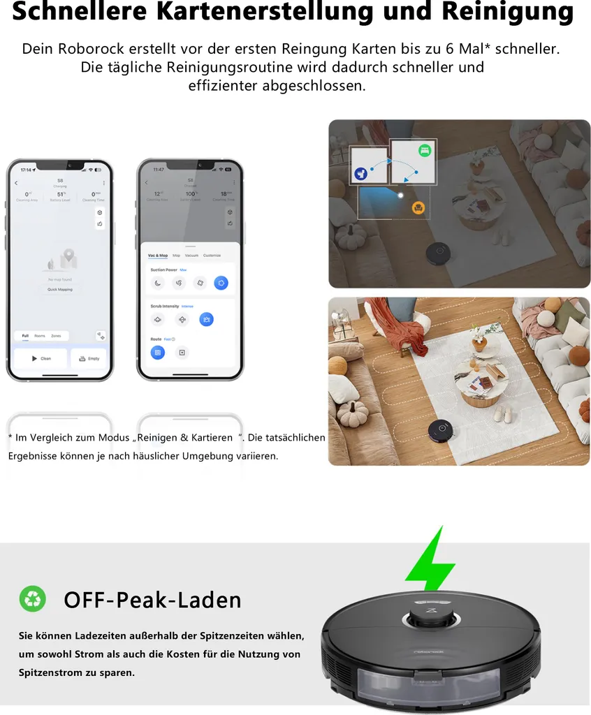 Roborock S8 Staubsauger Roboter 6000Pa Mit DuoRoller-Bürste VibraRise Wischen 3D-Mapping 3D-Strukturiertes Licht LiDAR Kindersicherung APP Control Saugroboter (Schwarz) (Upgrade S7) 10 Roborock S8 Staubsauger Roboter 6000Pa Mit DuoRoller-Bürste VibraRise Wischen 3D-Mapping 3D-Strukturiertes Licht LiDAR Kindersicherung APP Control Saugroboter (Schwarz) (Upgrade S7) – Bild 8