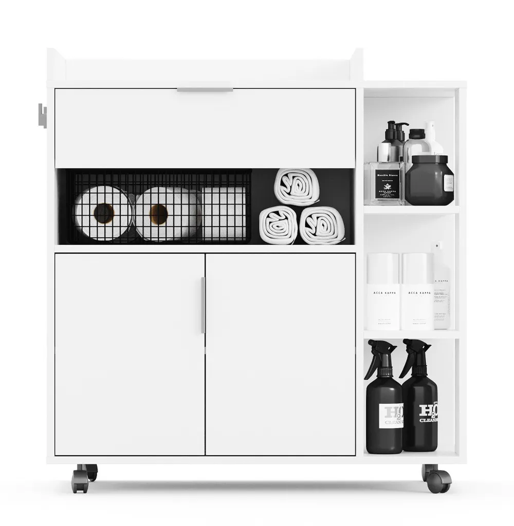 Servierwagen "Karl" In Weiß Universal Haushaltswagen Auf Rollen Mit Vielen Einsatzmöglichkeiten 6 Servierwagen "Karl" In Weiß Universal Haushaltswagen Auf Rollen Mit Vielen Einsatzmöglichkeiten – Bild 4