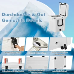 COSTWAY 31L Kühlbox Strapazierfähig Kühler Mit Korb & Getränkehalter Griffen & Fischlineal Eiskühler Tragbar Kälte Bis 9 Tage Weiß -Küchenbedarf Laden 8c3815d15af6223a6f57a54918219c22