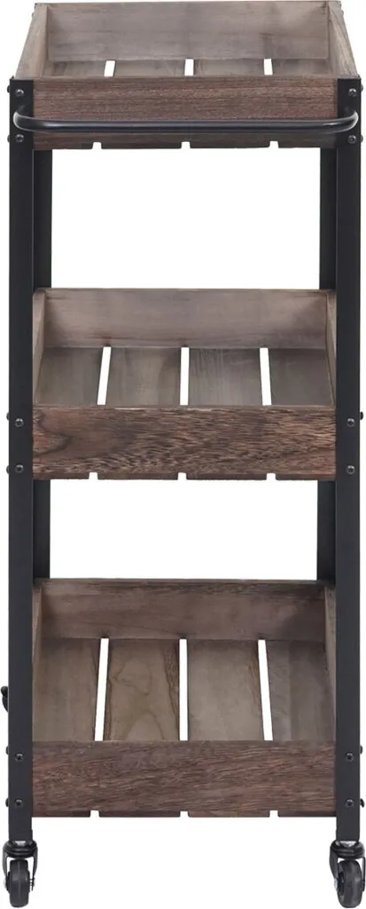 Servierwagen HWC-H22, Küchenwagen Barwagen Teewagen Beistellwagen Rollwagen, Massiv-Holz Shabby Braun 6 Servierwagen HWC-H22, Küchenwagen Barwagen Teewagen Beistellwagen Rollwagen, Massiv-Holz Shabby Braun – Bild 4
