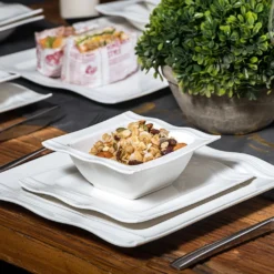 MALACASA, Serie Mario, 28-teilig Kombiservice Aus Porzellan Geschirrset Mit Je 6 Schalen, 6 Dessertteller, 6 Suppenteller, 6 Speiseteller, 2 Rechteckige Platten Und 2 Salz- Und Pfefferdosen -Küchenbedarf Laden 8c97bdfc228b0fbf0bb2c77186a594f3