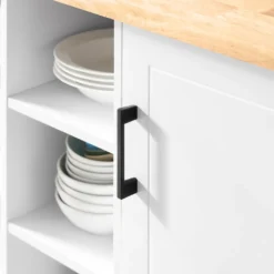 SoBuy FKW105-WN Design Küchenwagen Mit Arbeitsplatte Kücheninsel Küchenschrank Rollwagen Mikrowellenschrank Weiß-Natur BHT Ca.: 127x94x51cm -Küchenbedarf Laden 8dc30167280f5817e6ecde1ec8cf2bba