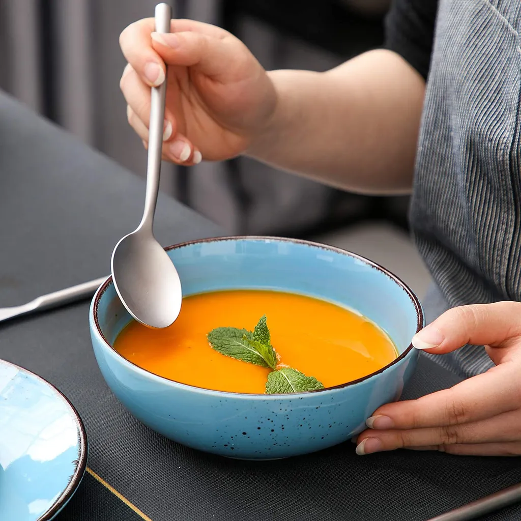 Vancasso Serie Navia Oceano, 16 Teilig Essservice Set Aus Steingut, Tafeiservice Für 4 Personen, Wasserblau, Vintage Aussehen, Natur Design 7 Vancasso Serie Navia Oceano, 16 Teilig Essservice Set Aus Steingut, Tafeiservice Für 4 Personen, Wasserblau, Vintage Aussehen, Natur Design – Bild 5