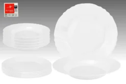 EBRO Tafelservice, 12tlg., Speiseteller + Suppenteller, Essteller, Opal-Hartglas