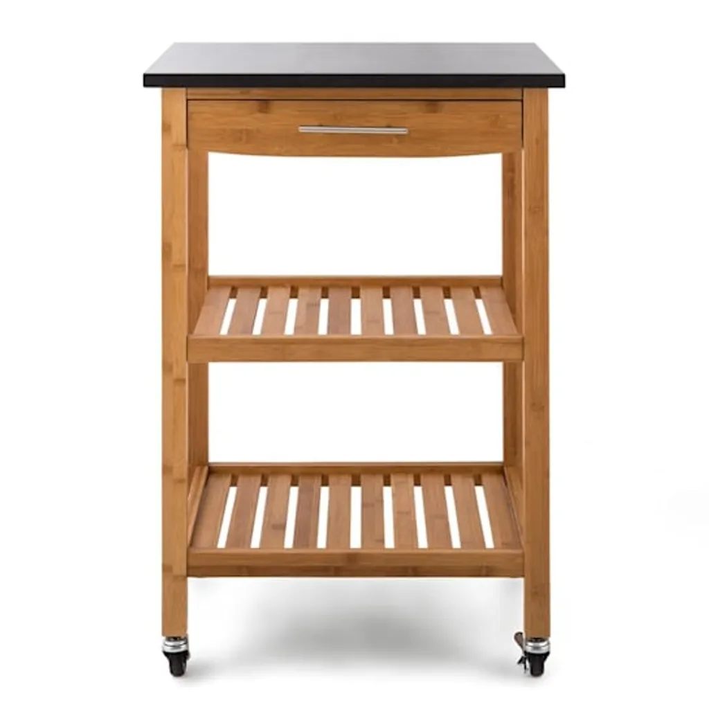 Klarstein Tennessee Servierwagen - Küchenwagen , Rollwagen , 3 Etagen , 2 Ablageflächen , Herausnehmbare Schublade , Schwarze Granitarbeitsfläche , Sichere Feststellbremsen , Bambusholz , Braun 8 Klarstein Tennessee Servierwagen - Küchenwagen , Rollwagen , 3 Etagen , 2 Ablageflächen , Herausnehmbare Schublade , Schwarze Granitarbeitsfläche , Sichere Feststellbremsen , Bambusholz , Braun – Bild 6