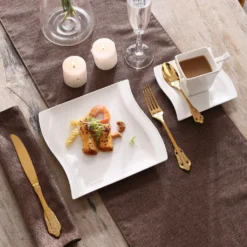 MALACASA, Serie Flora, 18 Tlg . Set Cremeweiß Porzellan Kaffeeservice Geschirrset Mit Je 6 Kuchenteller, 6 Tasse 220ml, 6 Untertasse Für 6 Personen -Küchenbedarf Laden 91b8bec01debdb26bdbda7f25bfc050f