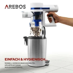 AREBOS Akku Staubsauger, 2-in-1 Hand- Und Bodenstaubsauger, 2 Leistungsstarke Saugmodi, Beutellos, Kabellos Bis Zu 55 Minuten, Mit Wandladestation, Weiß 17 AREBOS Akku Staubsauger, 2-in-1 Hand- Und Bodenstaubsauger, 2 Leistungsstarke Saugmodi, Beutellos, Kabellos Bis Zu 55 Minuten, Mit Wandladestation, Weiß -Küchenbedarf Laden 91c7240ee590250a475125a76038a279