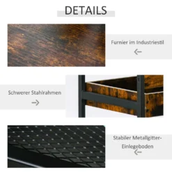 HOMCOM Küchenwagen Küchenrollwagen Servierwagen 3-stöckige Küchenregal Industrie-Design Mit Verstellbaren Füßen Rustikales Braun 80 X 40 X 90 Cm -Küchenbedarf Laden 91cb9f9efa619585d7d9dc8efffd6e88