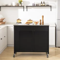 SoBuy FKW108-SCH Design Küchenwagen Mit Edelstahlplatte Kücheninsel Küchenschrank Rollwagen Sideboard Servierwagen Schwarz BHT Ca.: 107x94x46cm -Küchenbedarf Laden 93fcbc8d248ae82c40fecca84d87d6f9
