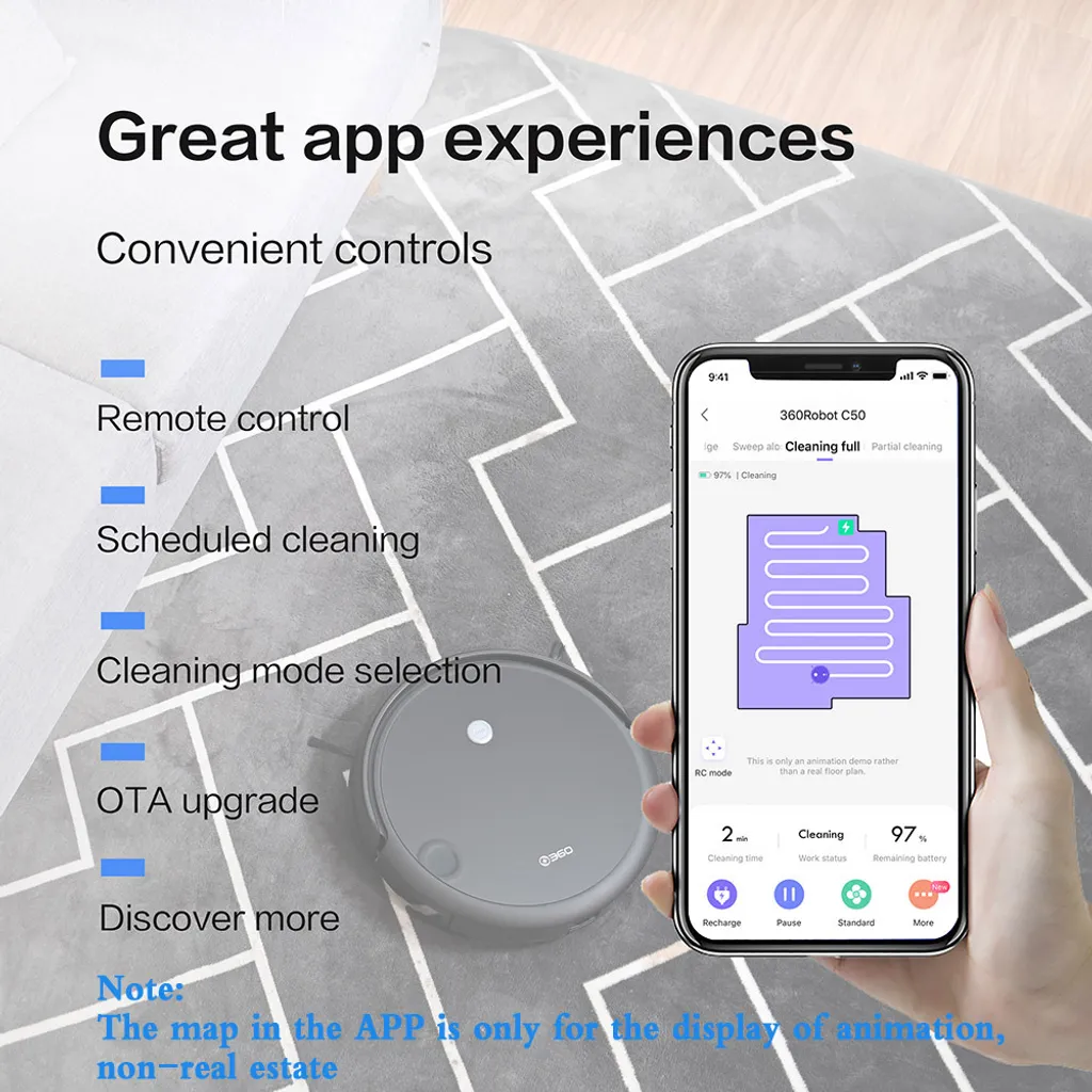 360 C50 Saugroboter Nass & Trocken Staubsauger 2600pa Smart Vacuum Robot Cleaner 13 360 C50 Saugroboter Nass & Trocken Staubsauger 2600pa Smart Vacuum Robot Cleaner – Bild 11