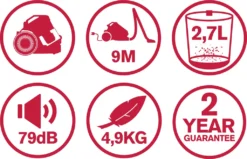 Dirt Devil Staubsauger Ohne Beutel - DD2504 - 700W - HEPA 12 Filter - 9M Reichweite - Mit Combibrush, Versenkter Bürste Und Parkettbürste - 4,9KG - Staubsammelbox 2,7L - Weiß 13 Dirt Devil Staubsauger Ohne Beutel - DD2504 - 700W - HEPA 12 Filter - 9M Reichweite - Mit Combibrush, Versenkter Bürste Und Parkettbürste - 4,9KG - Staubsammelbox 2,7L - Weiß -Küchenbedarf Laden 954bef41e5f33407bcd1939499b1e34e