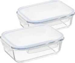 Glas Frischhaltedose Set Mit Deckel - 2x Vorratsdosen In - Auslaufsicher Hitzebeständig Kältebeständig - Glasbehälter Boxen