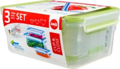 Emsa Frischhaltedose CLIP & CLOSE, 3er Set, 0,55/1,0/2,30 L, Farbe Grün