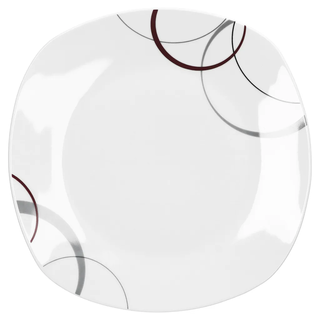 Tafelservice Palazzo 12tlg. - Weiß MitNachbildung-Kreisen In Grau Und Dunkelrot - Für 6 Personen 4 Tafelservice Palazzo 12tlg. - Weiß MitNachbildung-Kreisen In Grau Und Dunkelrot - Für 6 Personen – Bild 2