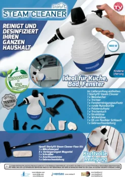 Starlyf® Steam Cleaner, Tragbarer Dampfreiniger, Dampfente, 0,35 L, 1050 W, 2,8 Bar, Weiß 21 Starlyf® Steam Cleaner, Tragbarer Dampfreiniger, Dampfente, 0,35 L, 1050 W, 2,8 Bar, Weiß -Küchenbedarf Laden 9c573ce34e0358a68e3ea3b9ab4aa02b