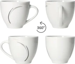Van Well 18tlg. Kaffee-Service Home Für 6 Personen I 6x Tasse 180ml, 6x Untertasse + 6x Kuchenteller I Porzellan-Geschirr Mit Streifen In Grau, Schwarz & Creme I Kaffeepott, Dessert-Teller -Küchenbedarf Laden 9d0242c16a7ce12d1c903bb9532f36e9