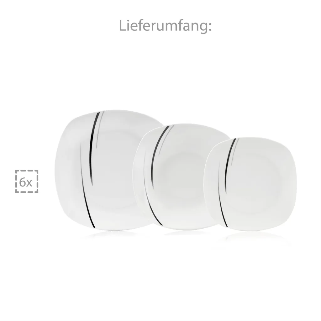 Sänger SÄNGER Porzellan Geschirrset Bilgola Black Lines, Tafelservice 18 Teilig Für 6 Personen 7 Sänger SÄNGER Porzellan Geschirrset Bilgola Black Lines, Tafelservice 18 Teilig Für 6 Personen – Bild 5