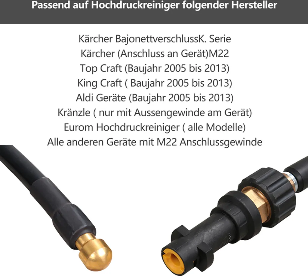 Wolketon 20m Rohrreinigungsschlauch Rohrreiniger Set Für Kärcher Kränzle K2 - K7 Hochdruckreiniger 5 Wolketon 20m Rohrreinigungsschlauch Rohrreiniger Set Für Kärcher Kränzle K2 - K7 Hochdruckreiniger – Bild 3