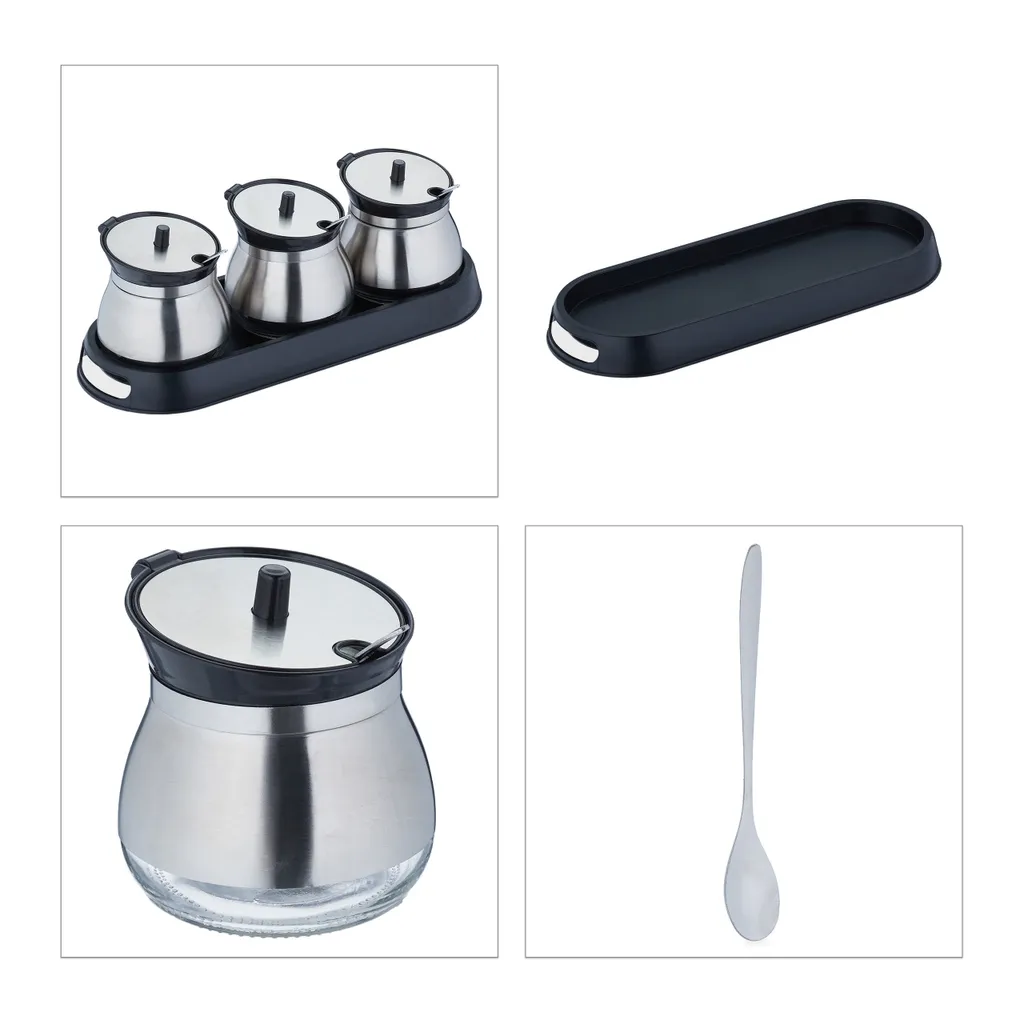 Relaxdays 3er Gewürzgläser Set Mit Tablett 10 Relaxdays 3er Gewürzgläser Set Mit Tablett – Bild 8