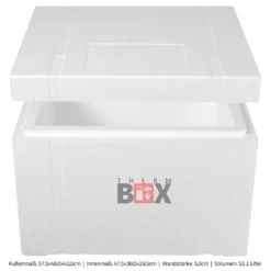 Styroporbox 53W | Wand: 5,0cm | Volumen: 53,2L | Innenmaß:47x38x29cm | Weiß Isolierbox Thermobox Kühlbox Warmhaltebox -Küchenbedarf Laden a9cc1fbe408106901117a65b3b72107f