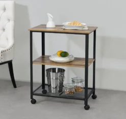 Servierwagen Barwagen Mit Ablage Beistellwagen Allzweckwagen Rollwagen Schwarz/holzfarben [en.casa] -Küchenbedarf Laden a9f61fd95f30cf816f94686a5fb83017