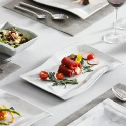 MALACASA, Serie Flora, 26 Tlg. Marmor Porzellan Geschirrset Kombiservice Tafelservice Mit 6 Schalen, 6 Dessertteller, 6 Suppenteller, 6 Speiseteller, 2 Rechteckigen Platten -Küchenbedarf Laden acd888833b71726c591d7efba80c4be0