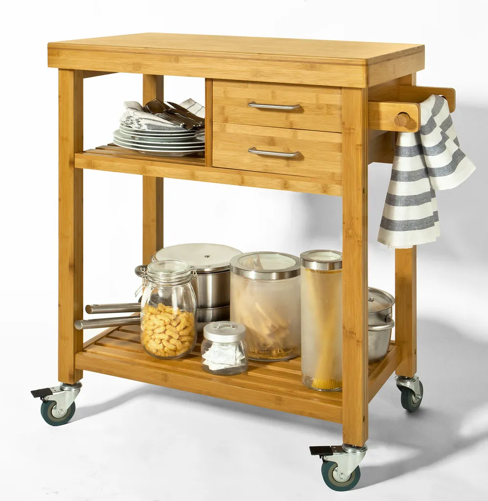 SoBuy Servierwagen,Bambus Küchenwagen,Rollwagen M. Schublade FKW26-N 3 SoBuy Servierwagen,Bambus Küchenwagen,Rollwagen M. Schublade FKW26-N