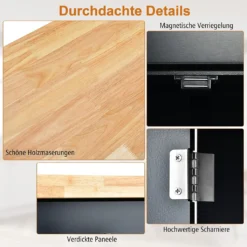 COSTWAY Küchenwagen Auf Rollen, Servierwagen Mit Arbeitsplatte & Handtuchhalter & Schublade & Gewürzregal, Kücheninsel Holz, Küchenschrank Rollbar, Für Küche, Esszimmer Und Bar (Schwarz) -Küchenbedarf Laden b3cf8b4b6d992e241ffced1575134557