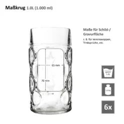 6er Set Maßkrug 1 Liter Geeicht Bierkrug Mit Henkel Bierglas Perfekt Geeignet Für Gastronomie -Küchenbedarf Laden b58864aaaf3ccd47370656434c6695c5