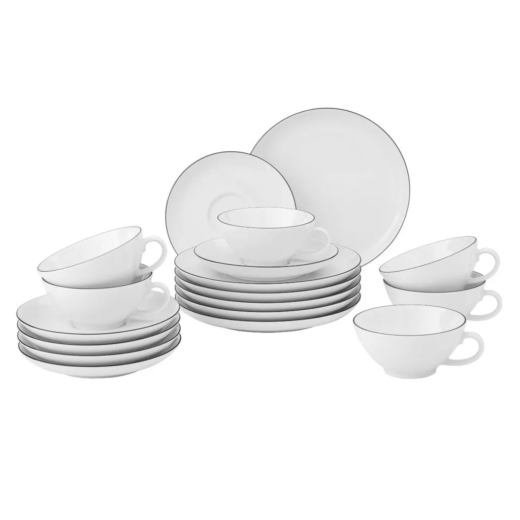 Seltmann Weiden Lido Black Line Tee-Set Groß 18-tlg. 4 Seltmann Weiden Lido Black Line Tee-Set Groß 18-tlg. – Bild 2