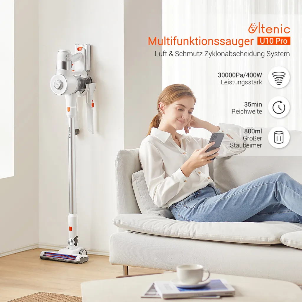 Ultenic U10 Pro Akku Staubsauger, 30KPa Kabelloser Staubsauger, 5-stufiges Filtersystem Staubsauger, 2200mA Abnehmbarer Akku, 4 In 1 Handstaubsauger Für Teppiche, Hartböden Und Tierhaare 5 Ultenic U10 Pro Akku Staubsauger, 30KPa Kabelloser Staubsauger, 5-stufiges Filtersystem Staubsauger, 2200mA Abnehmbarer Akku, 4 In 1 Handstaubsauger Für Teppiche, Hartböden Und Tierhaare – Bild 3