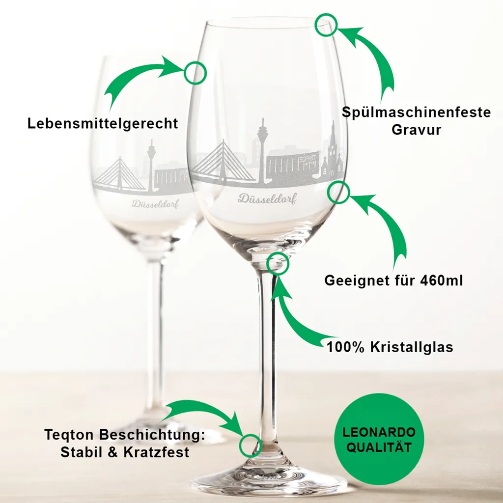 Leonardo Weinglas Mit Gravur - Düsseldorf Geschenk Im 2er Set - Weingeschenk - Souvenir Andenken & Mitbringsel - Geburtstagsgeschenk Für Sie & Ihn 4 Leonardo Weinglas Mit Gravur - Düsseldorf Geschenk Im 2er Set - Weingeschenk - Souvenir Andenken & Mitbringsel - Geburtstagsgeschenk Für Sie & Ihn – Bild 2