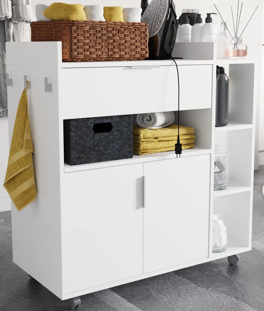 Servierwagen "Karl" In Weiß Universal Haushaltswagen Auf Rollen Mit Vielen Einsatzmöglichkeiten 5 Servierwagen "Karl" In Weiß Universal Haushaltswagen Auf Rollen Mit Vielen Einsatzmöglichkeiten – Bild 3